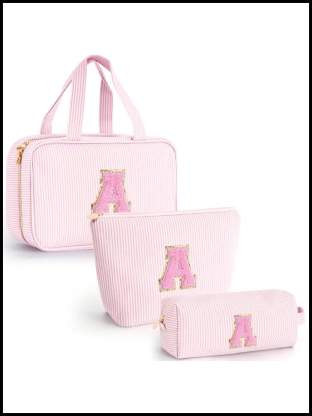 Personalized Toiletry Bag Makeup Bag Set Canvas Zipper Travel Organizer